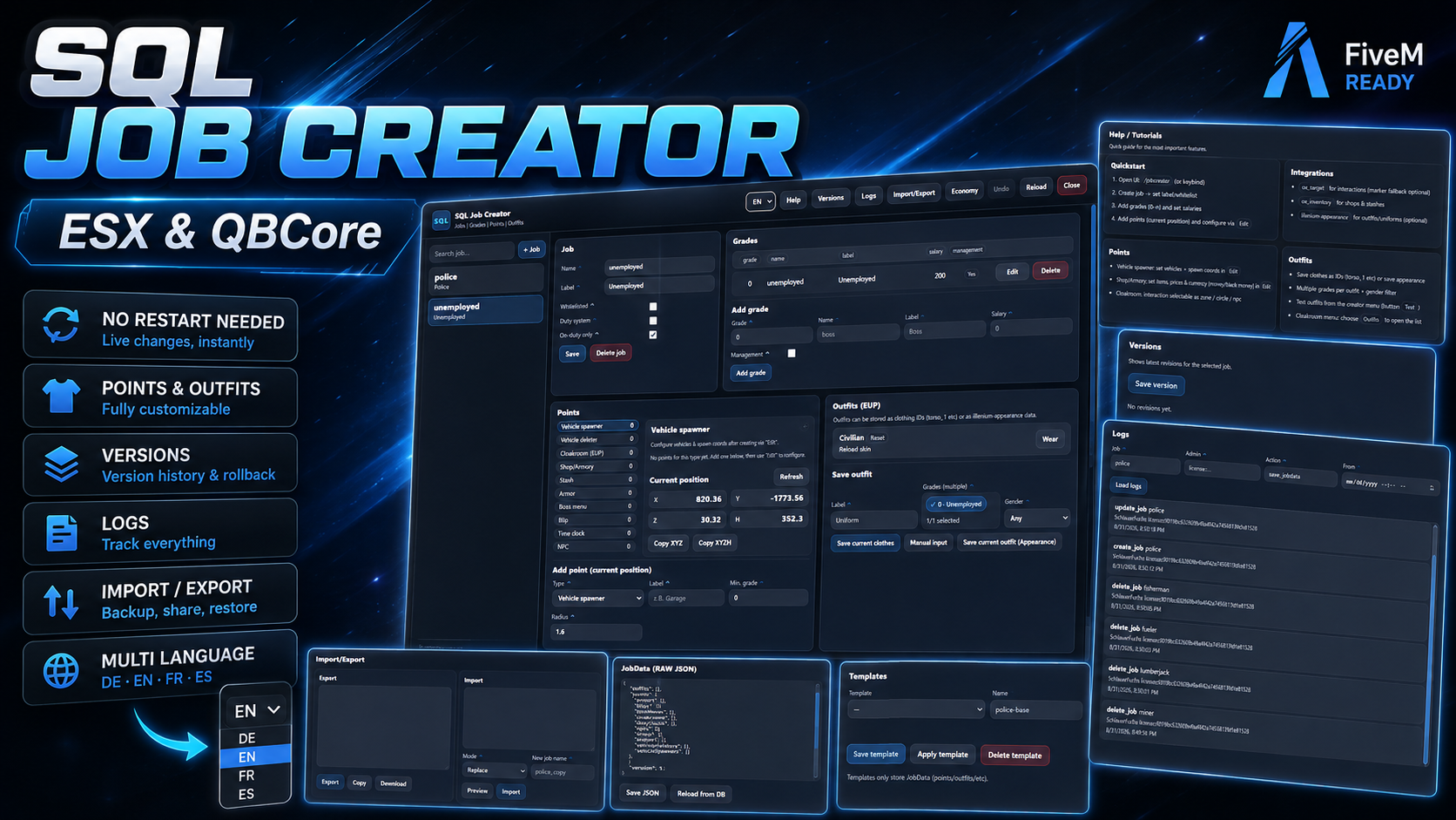 Benutzeroberfläche des SQL Job Creators